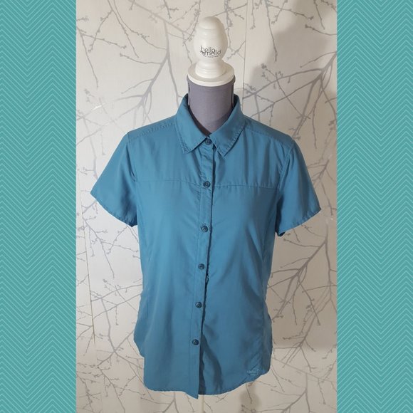 REI Blue Tactel Nylon Button Front Hiking Shirt - Picture 1 of 4